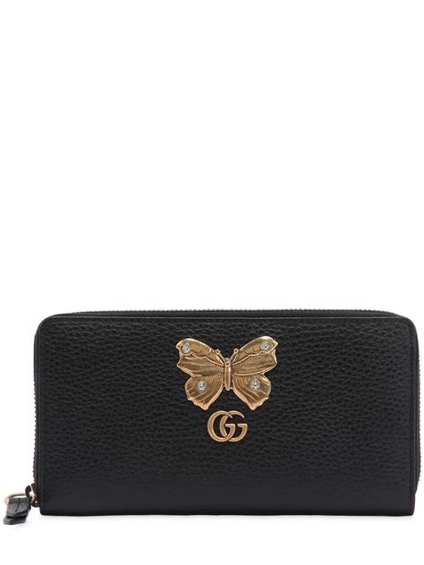 gucci zip around black wallet with butterfly|Gucci bloom zip long wallet.